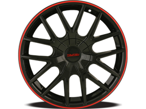 Touren TR60 - Black w/ Red Ring - Custom Wheels - Katz Tires Touren TR60 - Black w/ Red Ring - Custom Wheels - Katz Tires